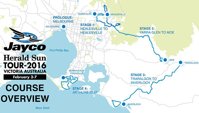 2016 Herald Sun Tour map